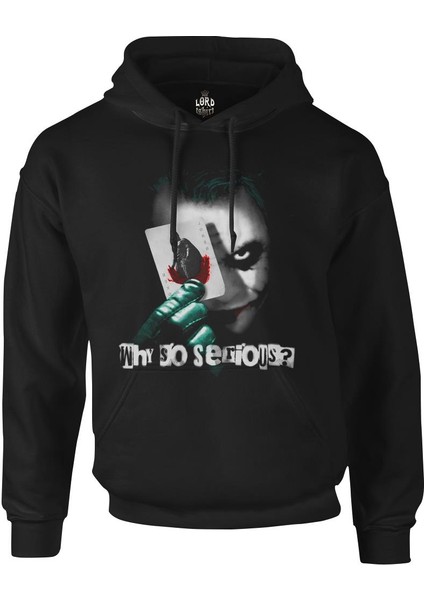 Joker - Cards Siyah Erkek Fermuarsız Kapşonlu