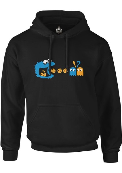 Pac-Man - Kurabiye Canavarı Siyah Erkek Fermuarsız Kapşonlu