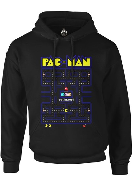 Pac-Man - Get Ready Siyah Erkek Fermuarsız Kapşonlu