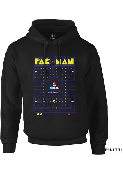 Pac-Man - Get Ready Siyah Erkek Fermuarsız Kapşonlu