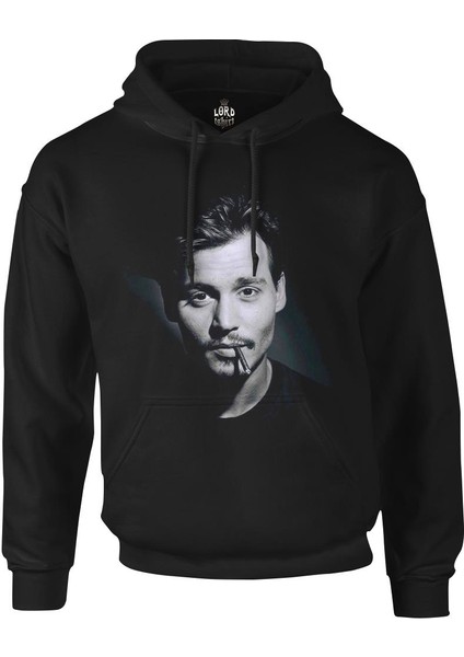 Johnny Depp Siyah Erkek Fermuarsız Kapşonlu