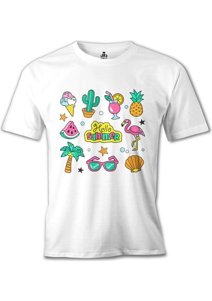 Hello Summer Beyaz Erkek Tshirt