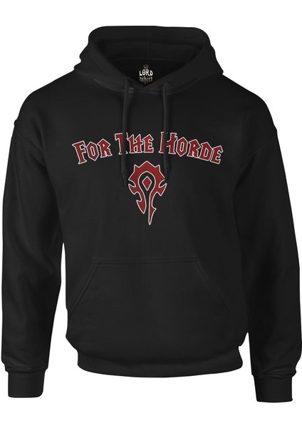 World Of Warcraft - For The Horde Siyah Erkek Fermuarsız Kapşonlu
