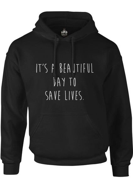 Grey's Anatomy - Save Lives Siyah Erkek Fermuarsız Kapşonlu