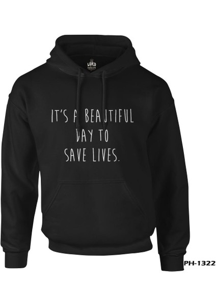 Grey's Anatomy - Save Lives Siyah Erkek Fermuarsız Kapşonlu