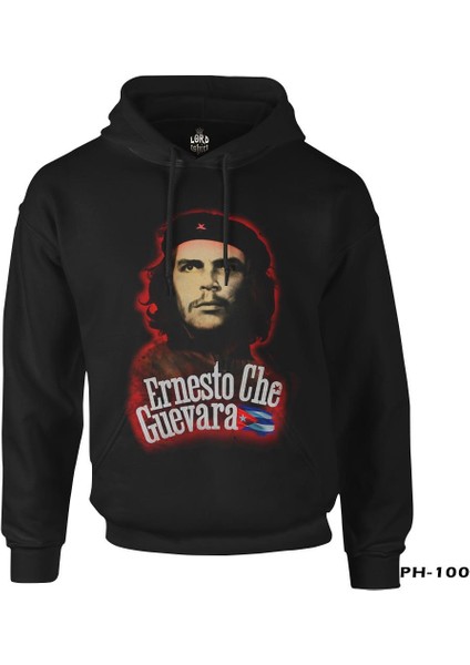 Che Guevara - Flag Siyah Erkek Fermuarsız Kapşonlu