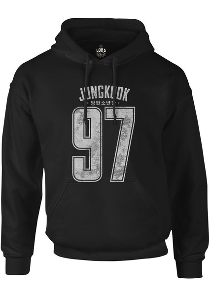 Bts - Jungkook 97 Siyah Erkek Fermuarsız Kapşonlu