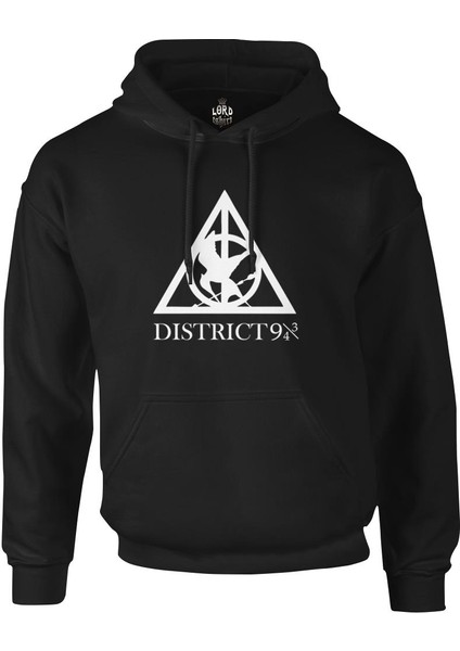 Multifandom Symbols - District Siyah Erkek Fermuarsız Kapşonlu