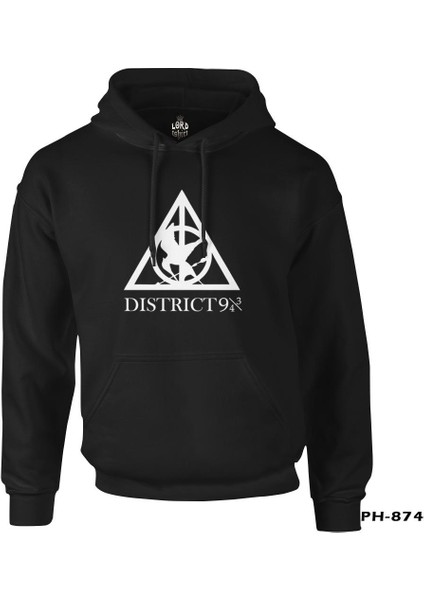 Multifandom Symbols - District Siyah Erkek Fermuarsız Kapşonlu