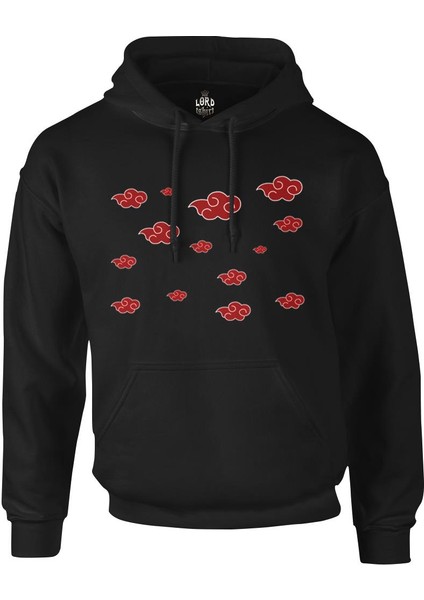 Naruto - Akatsuki Siyah Erkek Fermuarsız Kapşonlu