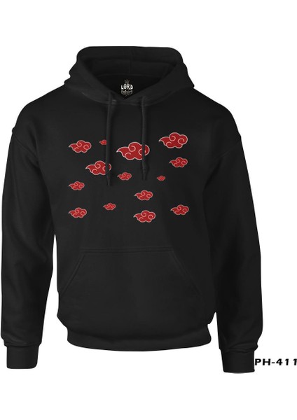 Naruto - Akatsuki Siyah Erkek Fermuarsız Kapşonlu