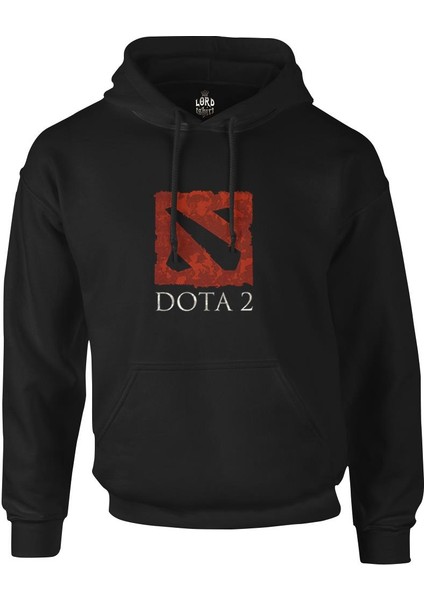 Dota 2 - Logo2 Siyah Erkek Fermuarsız Kapşonlu