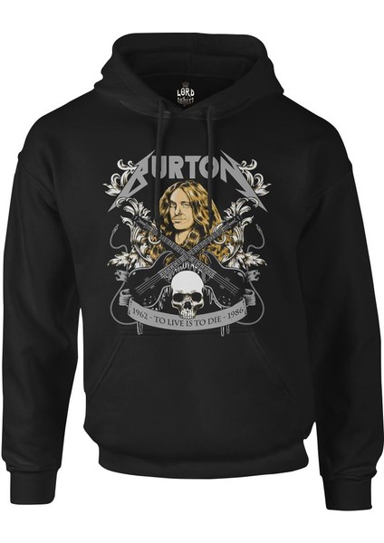 Cliff Burton - To Live Is To Die Siyah Erkek Fermuarsız Kapşonlu