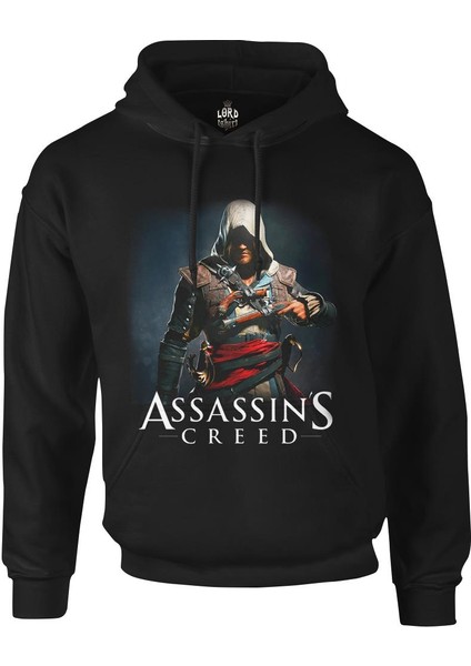 Assassin's Creed Siyah Erkek Fermuarsız Kapşonlu