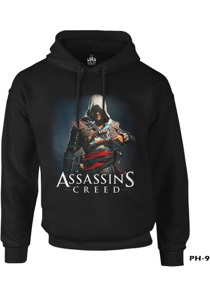 Assassin's Creed Siyah Erkek Fermuarsız Kapşonlu