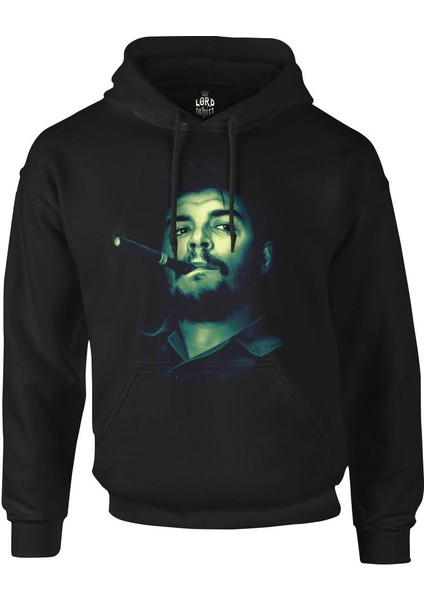 Che Guevara - Smoke 2 Siyah Erkek Fermuarsız Kapşonlu