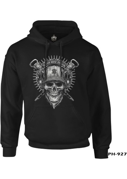 Terror Noise Division Siyah Erkek Fermuarsız Kapşonlu