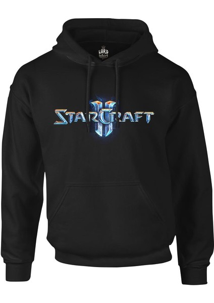 Starcraft Logo Siyah Erkek Fermuarsız Kapşonlu