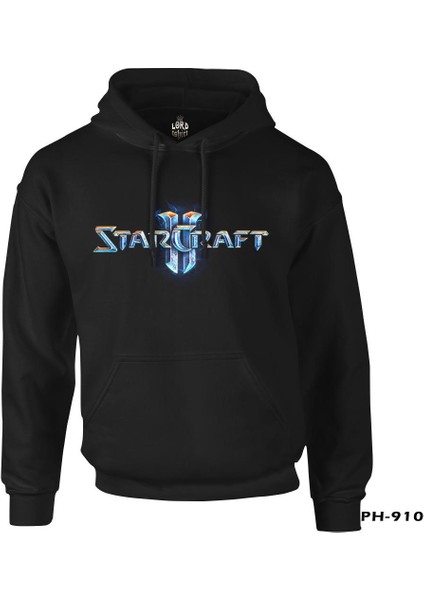 Starcraft Logo Siyah Erkek Fermuarsız Kapşonlu