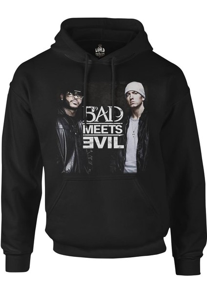 Bad Meets Evil Siyah Erkek Fermuarsız Kapşonlu