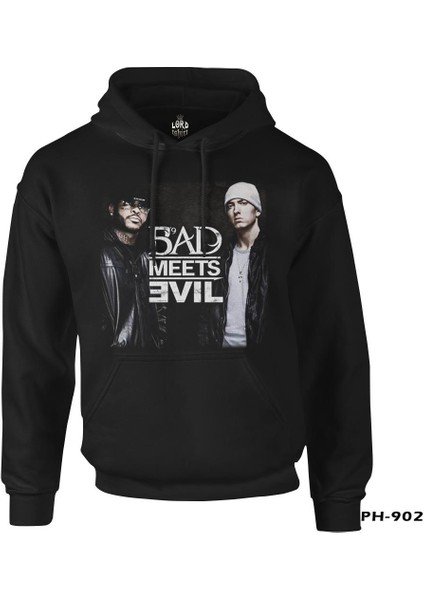 Bad Meets Evil Siyah Erkek Fermuarsız Kapşonlu