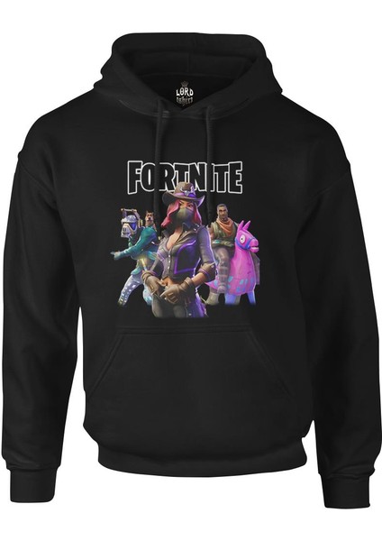 Fortnite - Pets Siyah Erkek Fermuarsız Kapşonlu