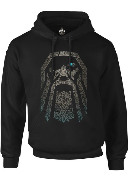 Vikings - Odin Siyah Erkek Fermuarsız Kapşonlu