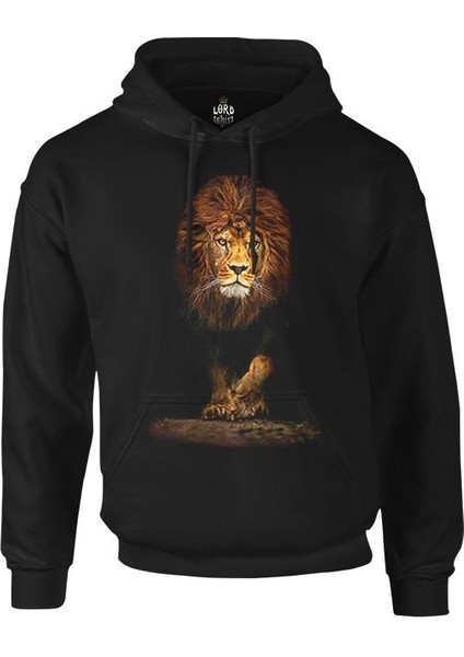 Aslan 1 Siyah Erkek Fermuarsız Kapşonlu