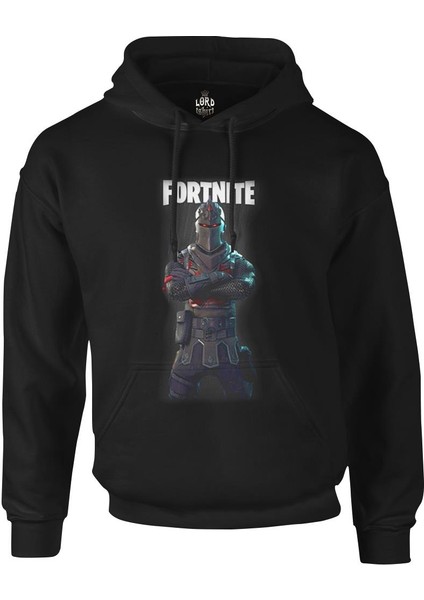 Fortnite - Chevalier Siyah Erkek Fermuarsız Kapşonlu