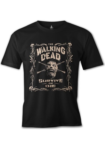 Walking Dead - Survive Or Die Siyah Erkek Tshirt