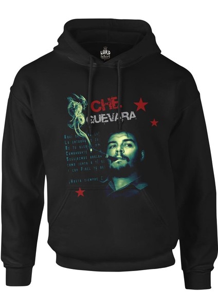 Che Guevara - Smoke Siyah Erkek Fermuarsız Kapşonlu