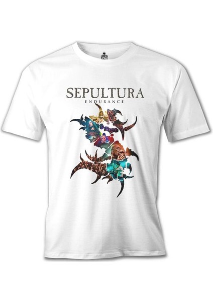 Sepultura - Endurance Logo Beyaz Erkek Tshirt