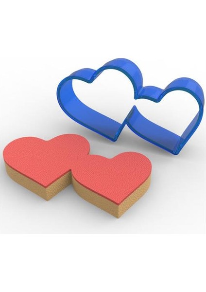 Çift Kalp Polikarbon Kurabiye Kalıbı