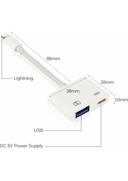 iPhone Lightning Kulaklık ve USB Kamera Hub Adaptör