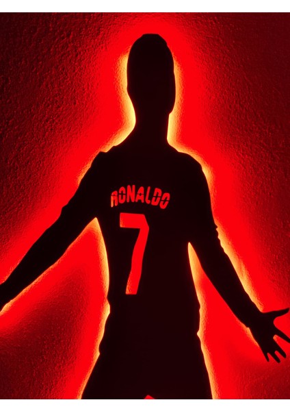 Cr7 Ronaldo LED Işıklı Ahşap Tablo