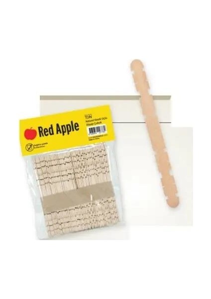 Red Apple Natural Kesik Uçlu Ahşap Çubuk Abeslang 1 Paket