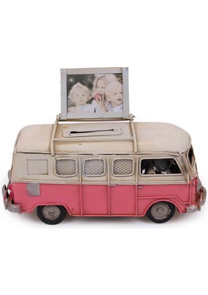 Dekoratif Metal Minibüs Çerçeveli ve Kumbaralı Hediyelik