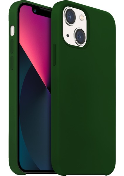 Buff Apple iPhone 13 Mini Rubber Fit Kılıf Dark Green