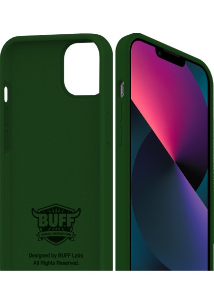 Buff Apple iPhone 13 Mini Rubber Fit Kılıf Dark Green