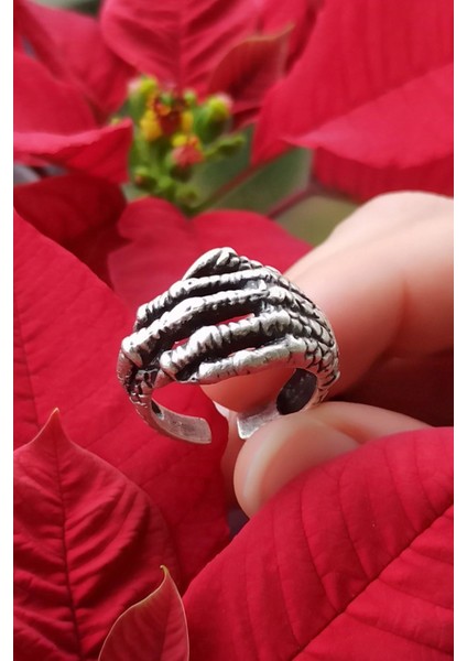 Antik Gümüş Kaplama Ejderha Eli Şekilli El Yapımı Ayarlanabilir Yüzük fiyatları