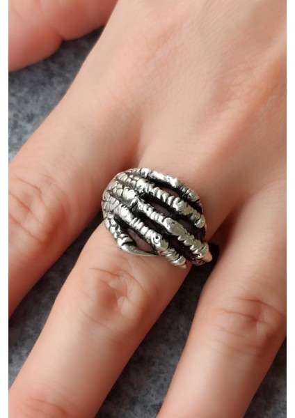 Antik Gümüş Kaplama Ejderha Eli Şekilli El Yapımı Ayarlanabilir Yüzük modelleri