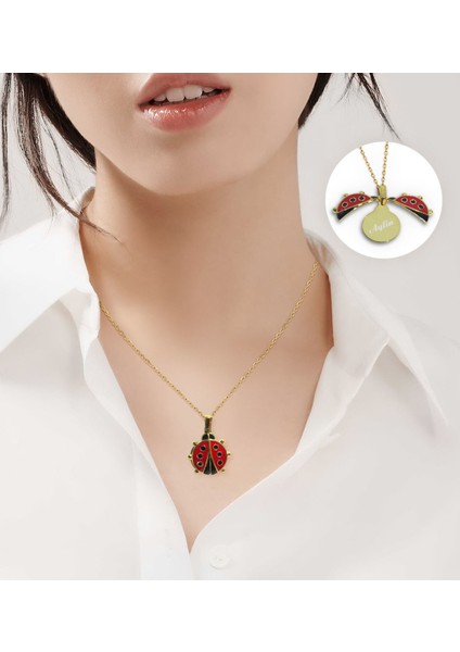 Kişiye Özel Uğurböceği Temalı Türk Kahvesi Fincanı ve Açılan Uğurböceği Kolye Hediye Seti-2 modelleri