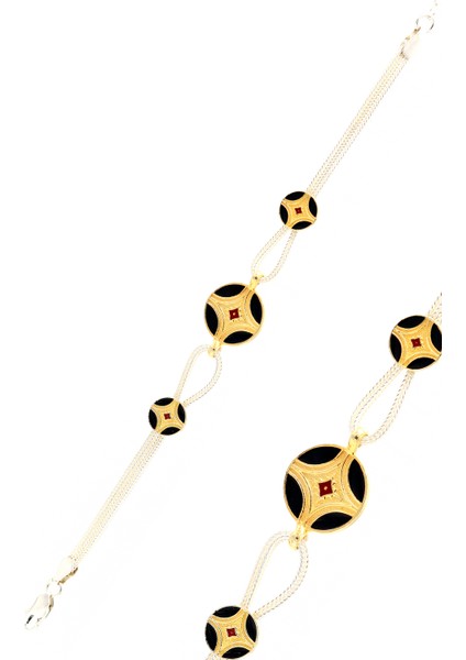 Siyah Mineli Mardin Hasırı Örgü Gümüş Bileklik fiyatları