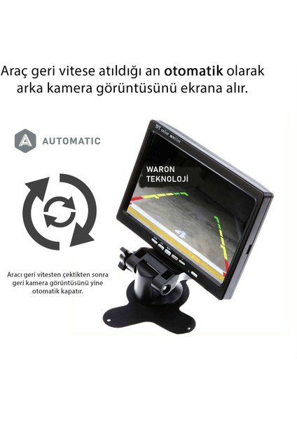 7 Inc Araç Içi Kamera Monitörü Geri Vites Uyumlu 4 Bölmeli