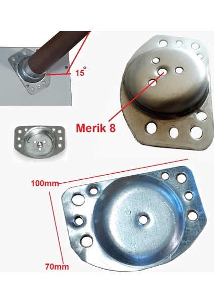 Kanepe Sehpa Masa Ayak Montaj Aparatı 15 Derece Açılı Montaj Için Metal Aparat 4 Adet Ayak Braketi