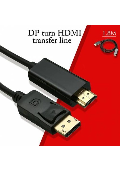 Boblov 1.8 Metre Display Port To HDMI Kablo V1.1 Displayport HDMI Kablo