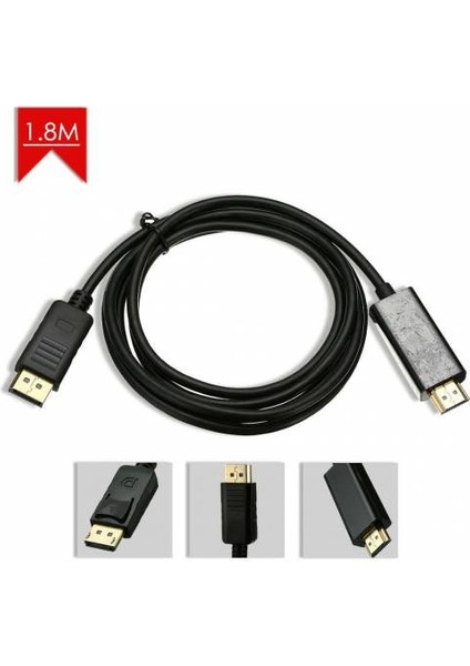 Boblov 1.8 Metre Display Port To HDMI Kablo V1.1 Displayport HDMI Kablo