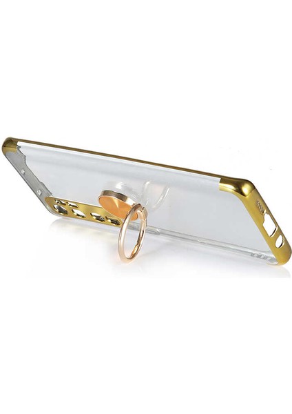 Oppo A52 Kılıf Yüzük Standlı Şeffaf Antrastik Kenar Renk Tasarımı fiyatları