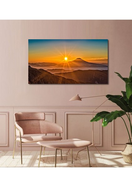 Bordosanat 80 x 40 cm Dağlar ve Günbatımı Dekoratif Duvar Kanvas Tablo