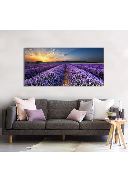 Bordosanat 80 x 40 cm Lavanta Tarlası Dekoratif Duvar Kanvas Tablo